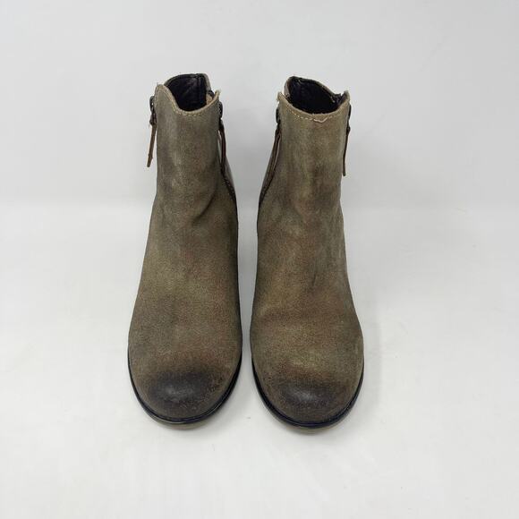 Roan by Bed Stu Lina Tan Suede Ankle Boot Womens 7.5 Tan Suede‎ Leather 3” Heel - Picture 6 of 8